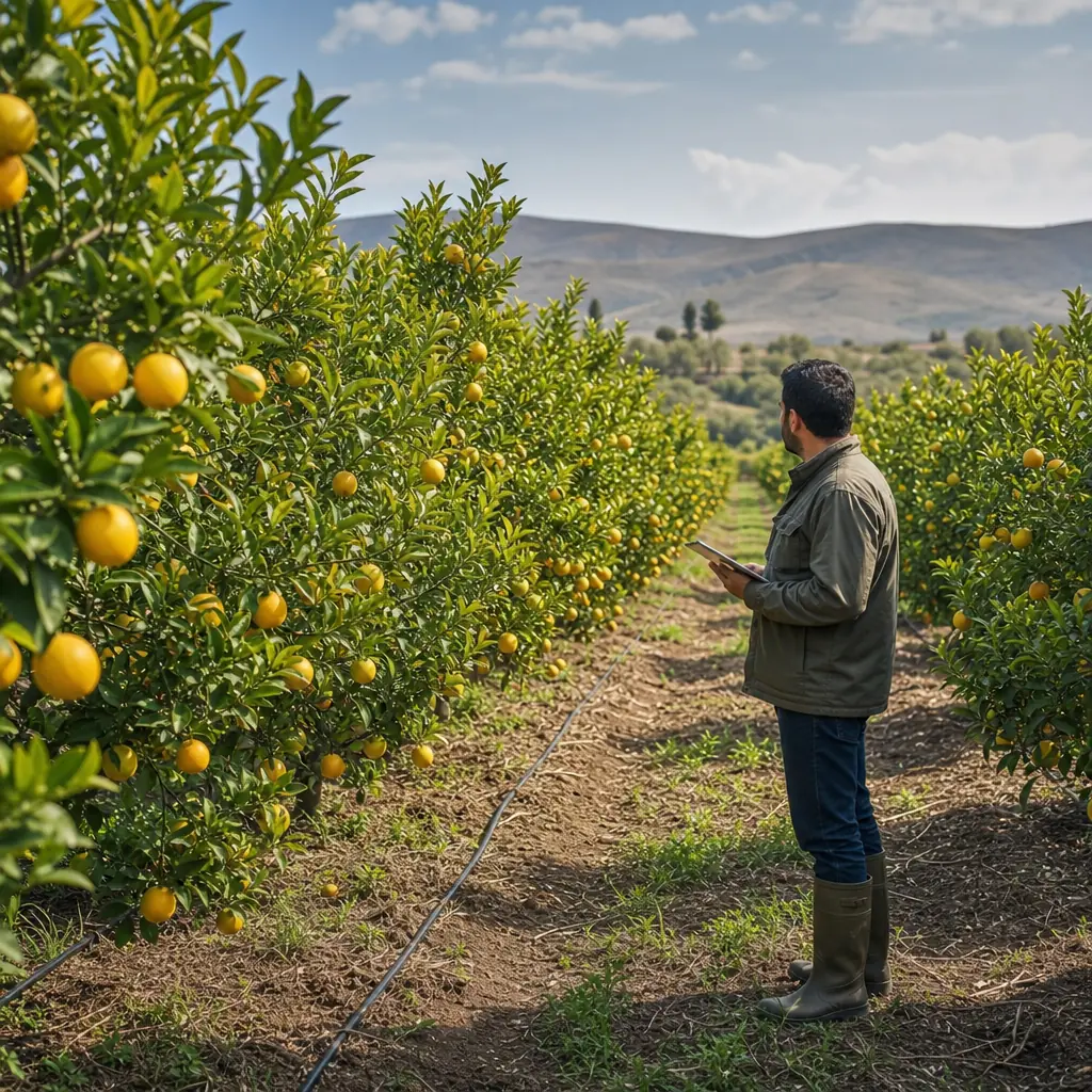 Verger d’orangers et de citronniers en exploitation